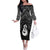 New Zealand Maori Family Matching Off The Shoulder Long Sleeve Dress and Hawaiian Shirt Poutama Manaia Black Paua Shell