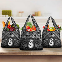 New Zealand Maori Grocery Bag Poutama Manaia Black Paua Shell