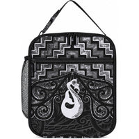 New Zealand Maori Lunch Bag Poutama Manaia Black Paua Shell LT05 10.2 × 8.3 × 4.3 inch Black - Polynesian Pride