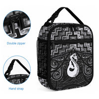 New Zealand Maori Lunch Bag Poutama Manaia Black Paua Shell LT05 - Polynesian Pride
