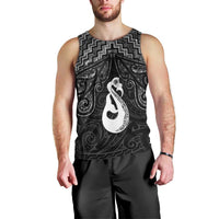 New Zealand Maori Men Tank Top Poutama Manaia Black Paua Shell
