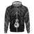 New Zealand Maori Zip Hoodie Poutama Manaia Black Paua Shell