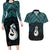 New Zealand Maori Couples Matching Long Sleeve Bodycon Dress and Hawaiian Shirt Poutama Manaia Turquoise Paua Shell