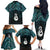 New Zealand Maori Family Matching Off The Shoulder Long Sleeve Dress and Hawaiian Shirt Poutama Manaia Turquoise Paua Shell