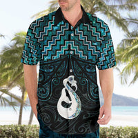 New Zealand Maori Hawaiian Shirt Poutama Manaia Turquoise Paua Shell