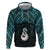 New Zealand Maori Hoodie Poutama Manaia Turquoise Paua Shell