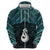 New Zealand Maori Hoodie Poutama Manaia Turquoise Paua Shell