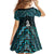 New Zealand Maori Kid Short Sleeve Dress Poutama Manaia Turquoise Paua Shell