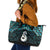 New Zealand Maori Leather Tote Bag Poutama Manaia Turquoise Paua Shell