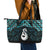 New Zealand Maori Leather Tote Bag Poutama Manaia Turquoise Paua Shell