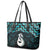 New Zealand Maori Leather Tote Bag Poutama Manaia Turquoise Paua Shell