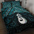 New Zealand Maori Quilt Bed Set Poutama Manaia Turquoise Paua Shell