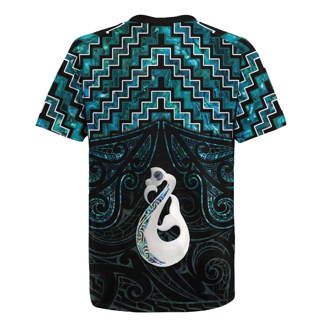 New Zealand Maori Rugby Jersey Poutama Manaia Turquoise Paua Shell