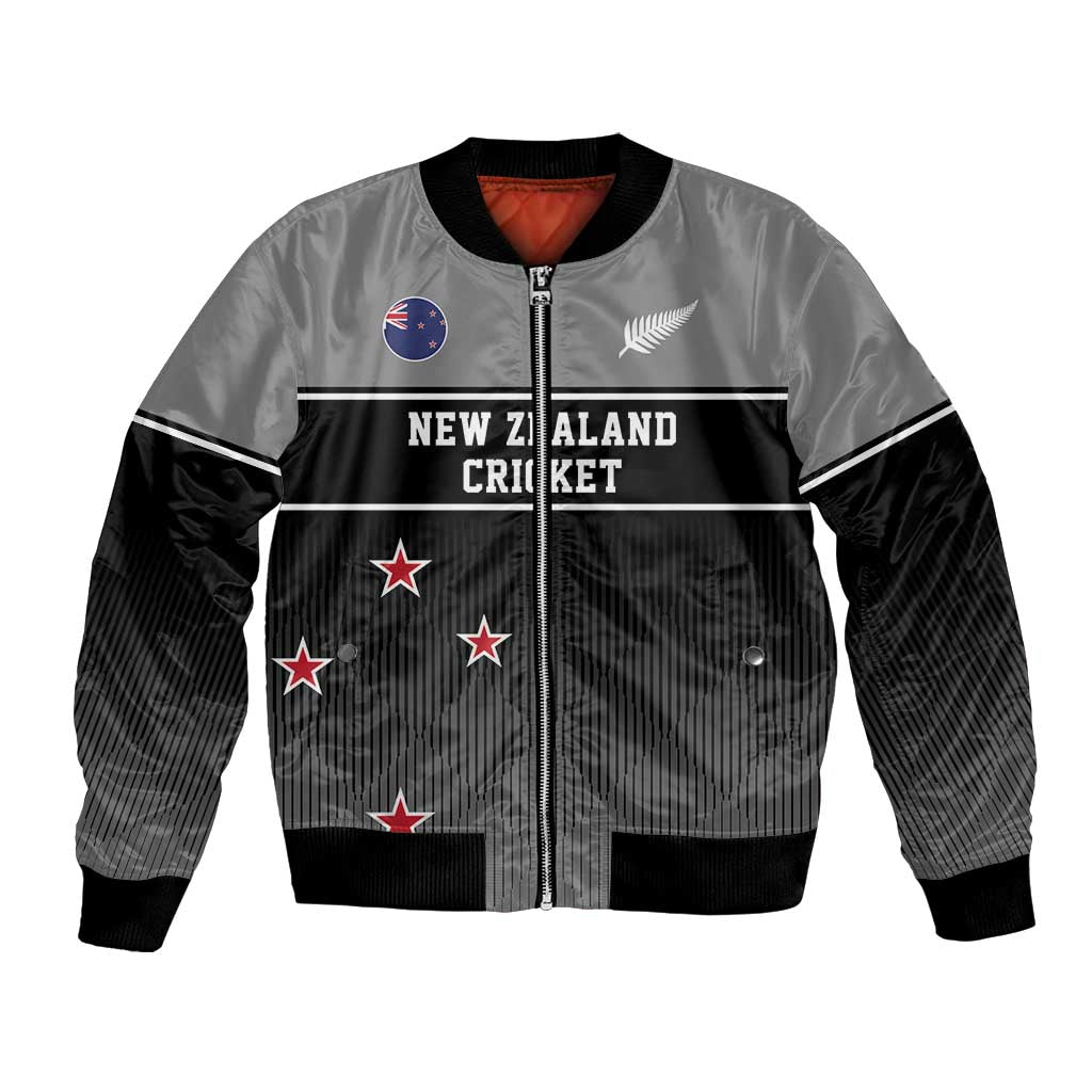 Custom New Zealand Cricket Bomber Jacket Black Cap Unbeatable