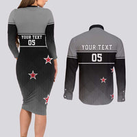 Custom New Zealand Cricket Couples Matching Long Sleeve Bodycon Dress and Long Sleeve Button Shirt Black Cap Unbeatable
