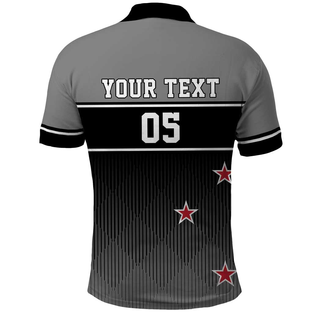 Custom New Zealand Cricket Polo Shirt Black Cap Unbeatable LT05 - Polynesian Pride