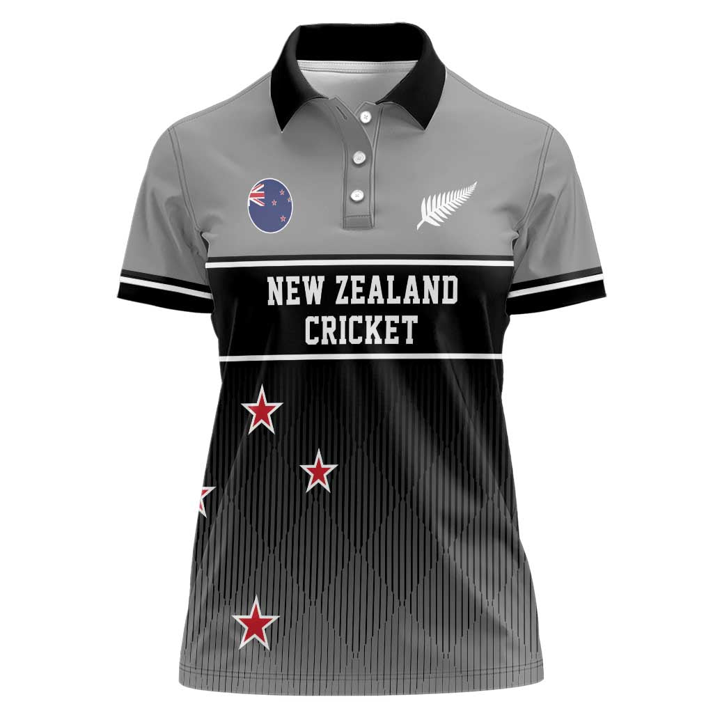 Custom New Zealand Cricket Women Polo Shirt Black Cap Unbeatable