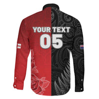 New Zealand And England Rugby Custom Family Matching Short Sleeve Bodycon Dress and Hawaiian Shirt Red Rose Mix Maori Pattern LT05 - Polynesian Pride