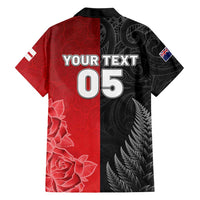 New Zealand And England Rugby Custom Family Matching Summer Maxi Dress and Hawaiian Shirt Red Rose Mix Maori Pattern LT05 - Polynesian Pride