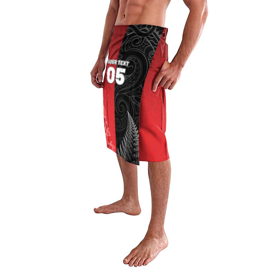 New Zealand And England Rugby Custom Lavalava Red Rose Mix Maori Pattern - Polynesian Pride
