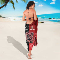 New Zealand And England Rugby Sarong Red Rose Mix Maori Pattern - Polynesian Pride