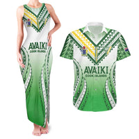 Custom Cook Islands Avaiki Rugby Couples Matching Tank Maxi Dress and Hawaiian Shirt Go Champions LT05 Green - Polynesian Pride