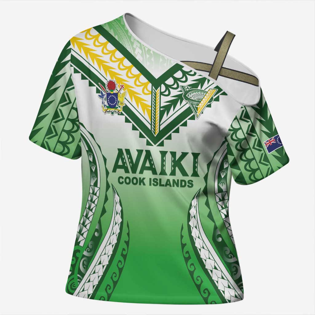 Custom Cook Islands Avaiki Rugby Cross Shoulder Shirt Go Champions - Polynesian Pride