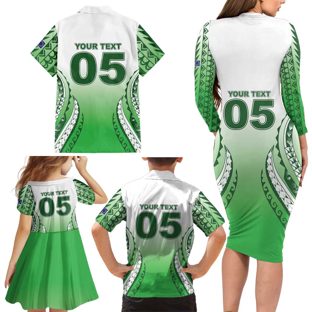 Custom Cook Islands Avaiki Rugby Family Matching Long Sleeve Bodycon Dress and Hawaiian Shirt Go Champions LT05 - Polynesian Pride