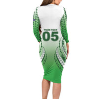 Custom Cook Islands Avaiki Rugby Family Matching Long Sleeve Bodycon Dress and Hawaiian Shirt Go Champions LT05 - Polynesian Pride