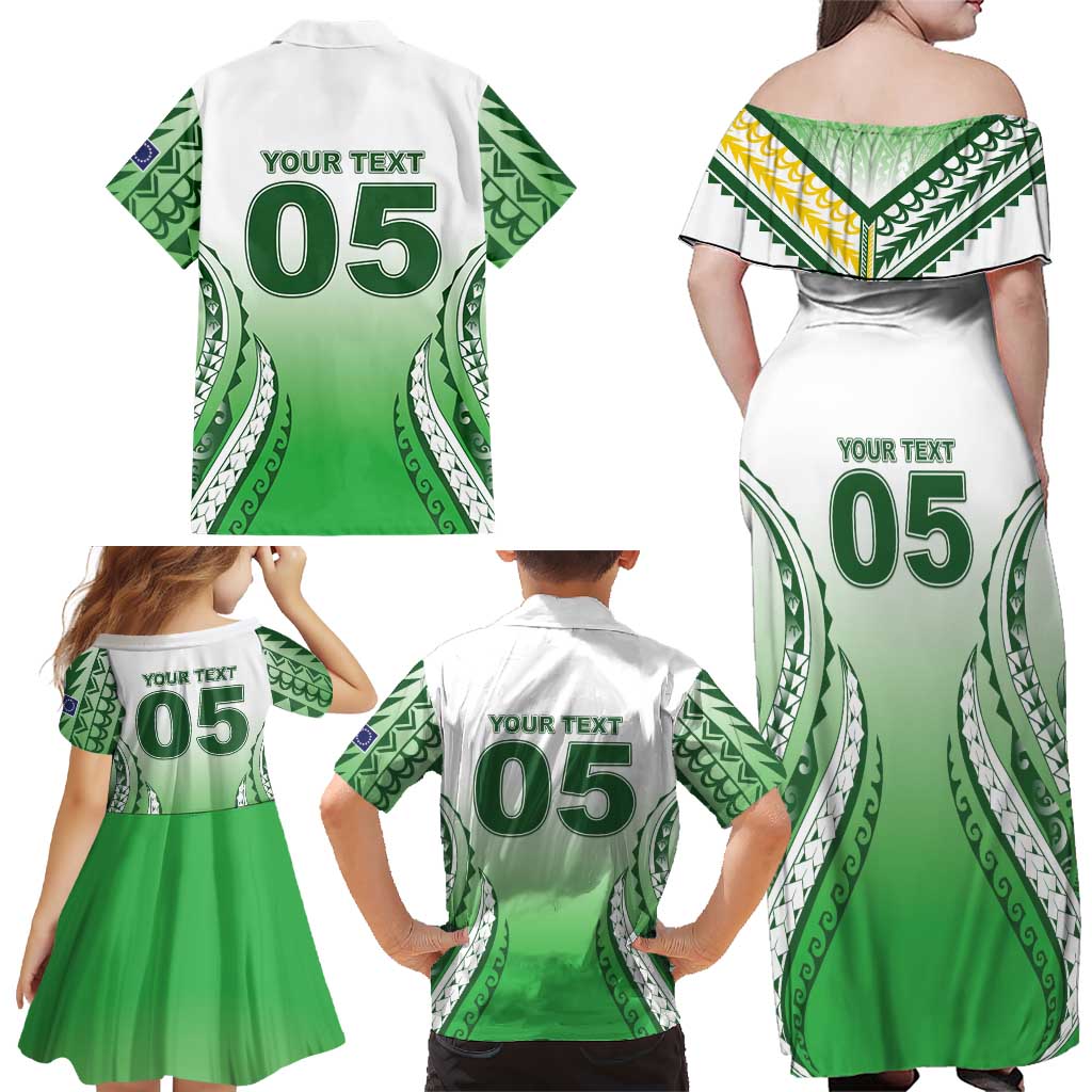 Custom Cook Islands Avaiki Rugby Family Matching Off Shoulder Maxi Dress and Hawaiian Shirt Go Champions LT05 - Polynesian Pride