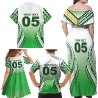 Custom Cook Islands Avaiki Rugby Family Matching Off Shoulder Maxi Dress and Hawaiian Shirt Go Champions LT05 - Polynesian Pride