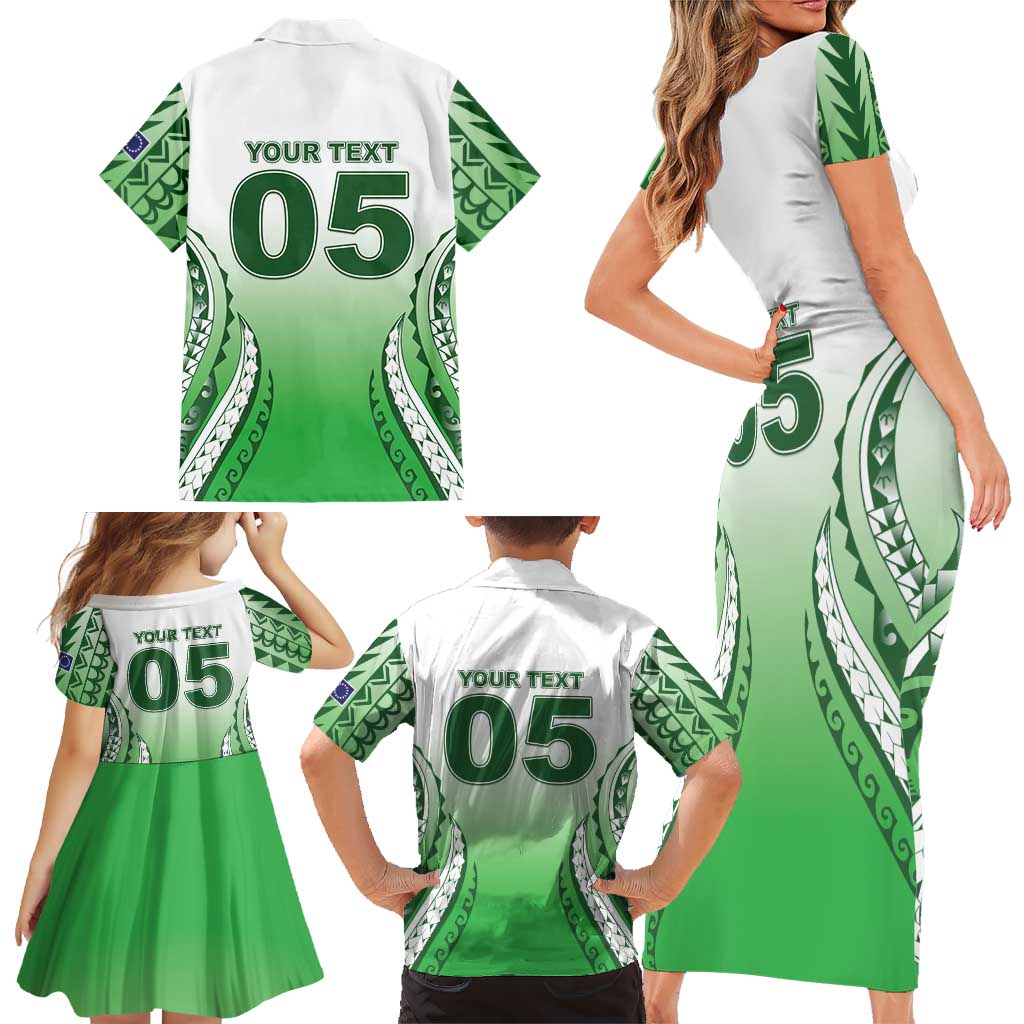 Custom Cook Islands Avaiki Rugby Family Matching Short Sleeve Bodycon Dress and Hawaiian Shirt Go Champions LT05 - Polynesian Pride