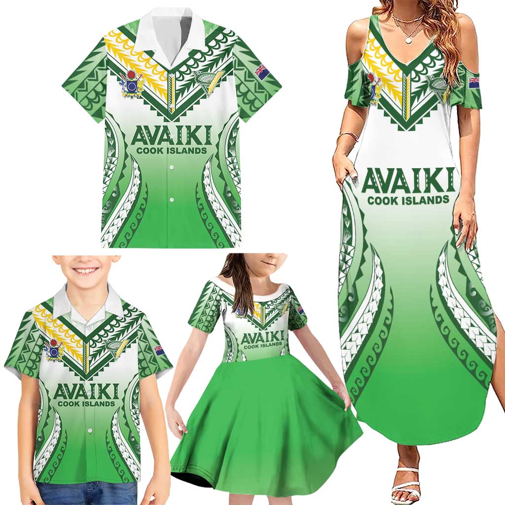 Custom Cook Islands Avaiki Rugby Family Matching Summer Maxi Dress and Hawaiian Shirt Go Champions - Polynesian Pride