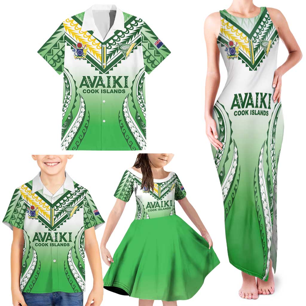 Custom Cook Islands Avaiki Rugby Family Matching Tank Maxi Dress and Hawaiian Shirt Go Champions LT05 - Polynesian Pride