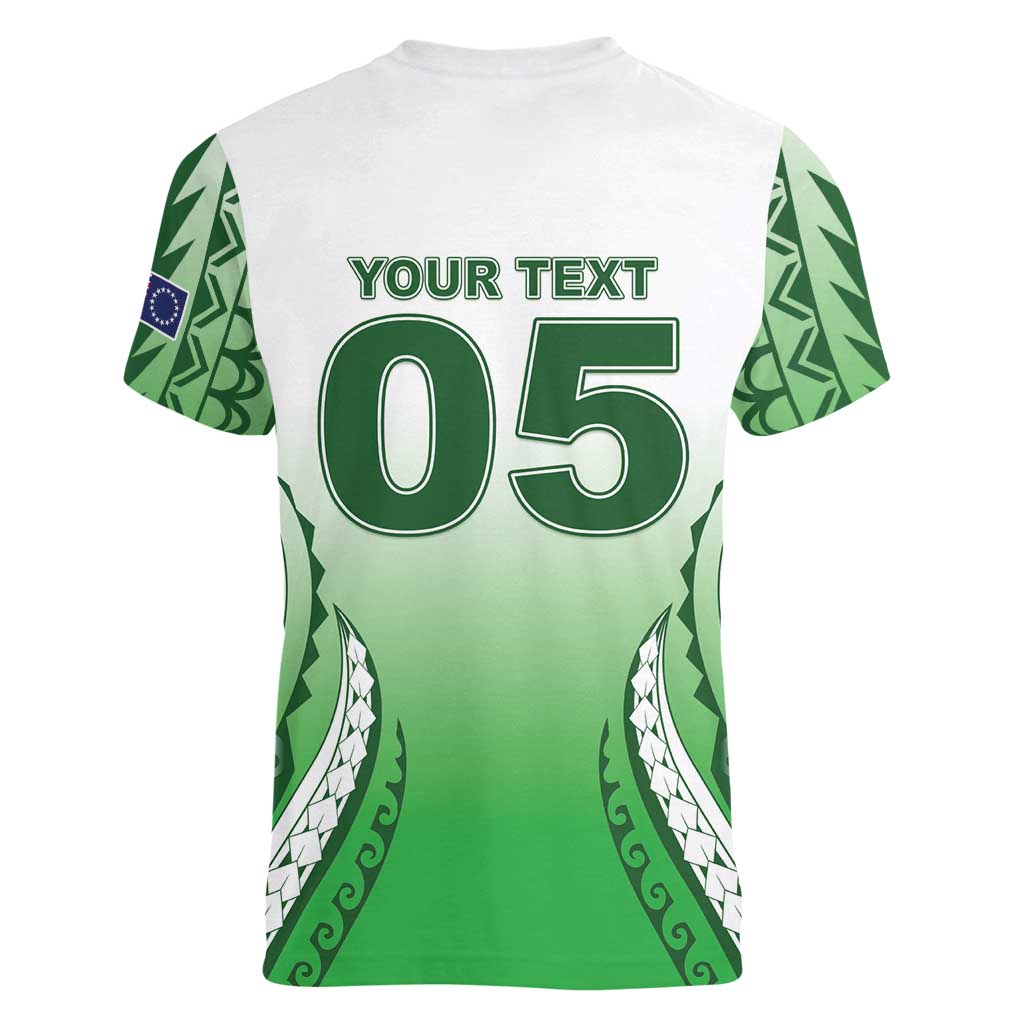 Custom Cook Islands Avaiki Rugby Women V-Neck T-Shirt Go Champions - Polynesian Pride
