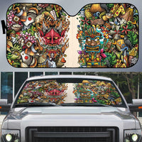 Hawaii And Japan Auto Sun Shade Tiki With Oni Mask LT05 Colorful - Polynesian Pride