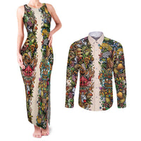 Hawaii And Japan Couples Matching Tank Maxi Dress and Long Sleeve Button Shirt Tiki With Oni Mask LT05 Colorful - Polynesian Pride