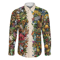 Hawaii And Japan Family Matching Short Sleeve Bodycon Dress and Hawaiian Shirt Tiki With Oni Mask LT05 Dad's Shirt - Long Sleeve Colorful - Polynesian Pride