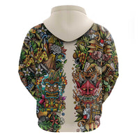 Hawaii And Japan Hoodie Tiki With Oni Mask - Polynesian Pride