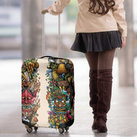 Hawaii And Japan Luggage Cover Tiki With Oni Mask - Polynesian Pride