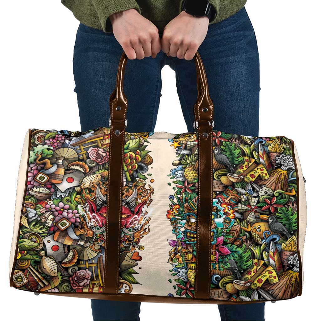 Hawaii And Japan Travel Bag Tiki With Oni Mask - Polynesian Pride