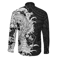 Hawaiian And Japanese Culture Family Matching Tank Maxi Dress and Hawaiian Shirt Irezumi Dragon With Polynesian Pattern Black LT05 - Polynesian Pride
