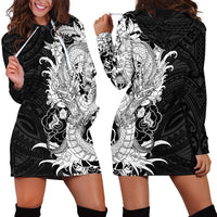 Hawaiian And Japanese Culture Hoodie Dress Irezumi Dragon With Polynesian Pattern Black LT05 - Polynesian Pride