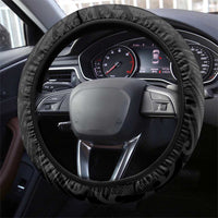 Hawaiian And Japanese Culture Steering Wheel Cover Irezumi Dragon With Polynesian Pattern Black - Polynesian Pride