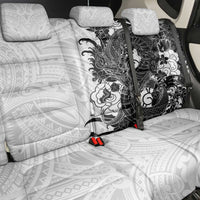 Hawaiian And Japanese Culture Back Car Seat Cover Irezumi Dragon With Polynesian Pattern White - Polynesian Pride