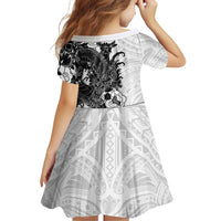 Hawaiian And Japanese Culture Family Matching Tank Maxi Dress and Hawaiian Shirt Irezumi Dragon With Polynesian Pattern White LT05 - Polynesian Pride