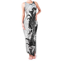 Hawaiian And Japanese Culture Family Matching Tank Maxi Dress and Hawaiian Shirt Irezumi Dragon With Polynesian Pattern White LT05 Mom's Dress White - Polynesian Pride