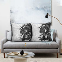Hawaiian And Japanese Culture Pillow Cover Irezumi Dragon With Polynesian Pattern White LT05 - Polynesian Pride