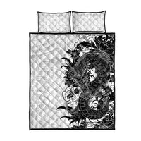 Hawaiian And Japanese Culture Quilt Bed Set Irezumi Dragon With Polynesian Pattern White LT05 - Polynesian Pride