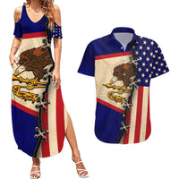 American Samoa Flag Day Couples Matching Summer Maxi Dress and Hawaiian Shirt Polynesian Tribal Pattern LT05 Blue - Polynesian Pride